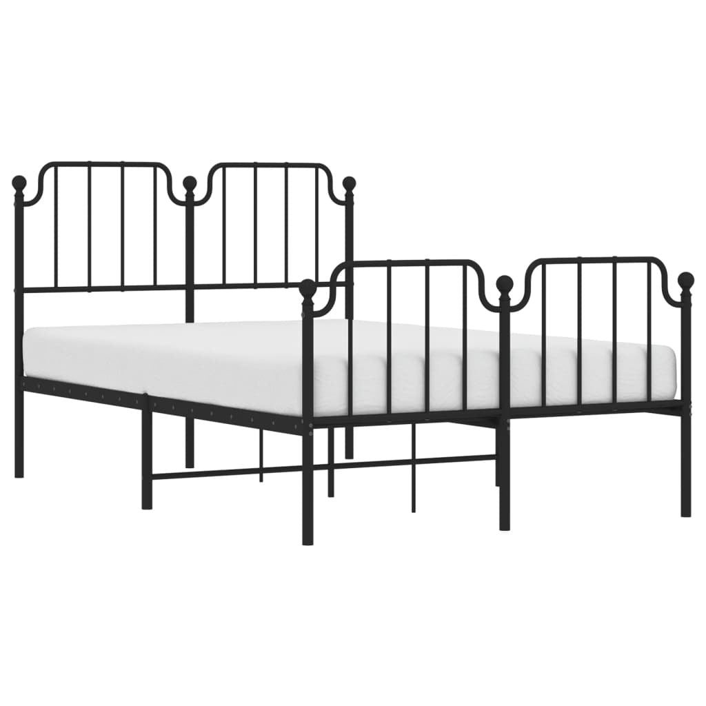 Metal Bed Frame without Mattress with Footboard?Black 120x200cm