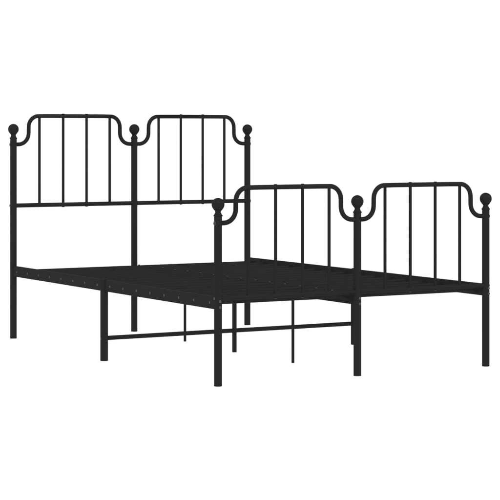 Metal Bed Frame without Mattress with Footboard?Black 120x200cm