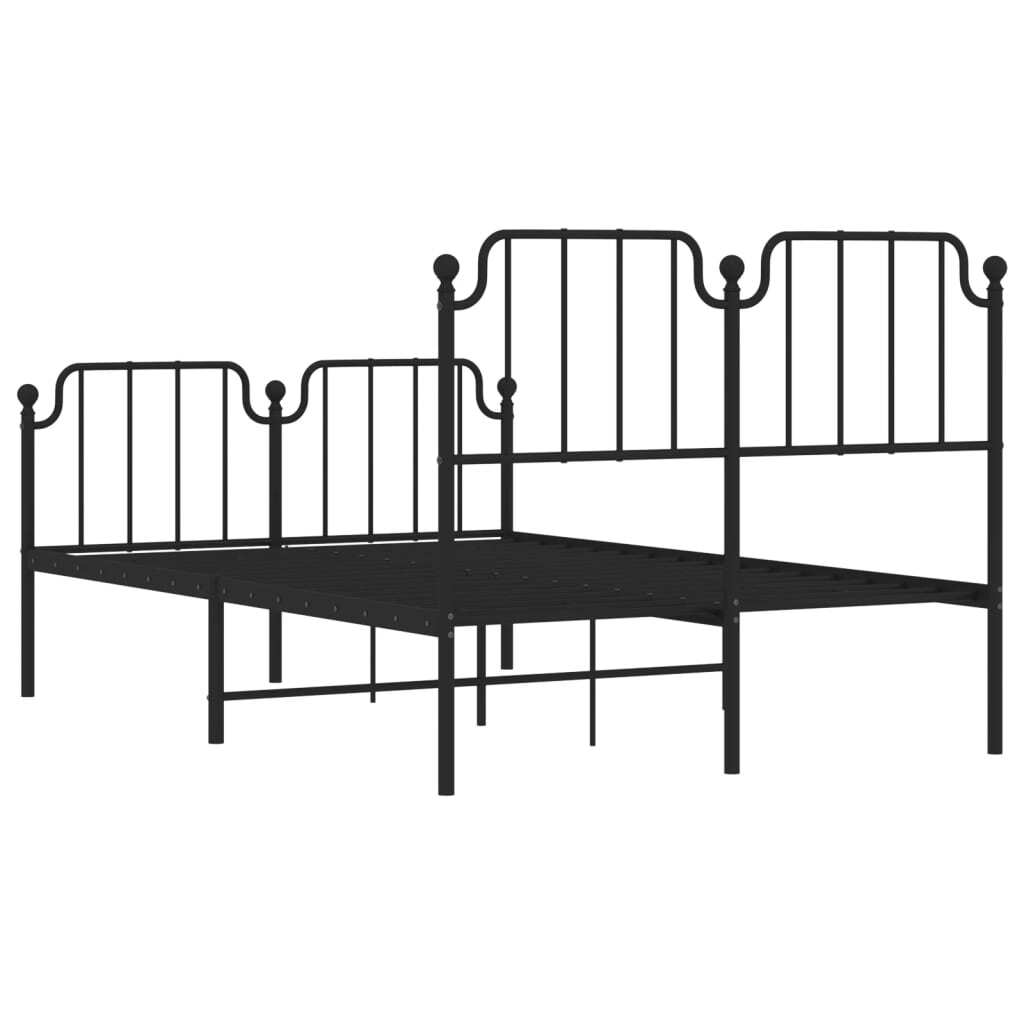 Metal Bed Frame without Mattress with Footboard?Black 120x200cm