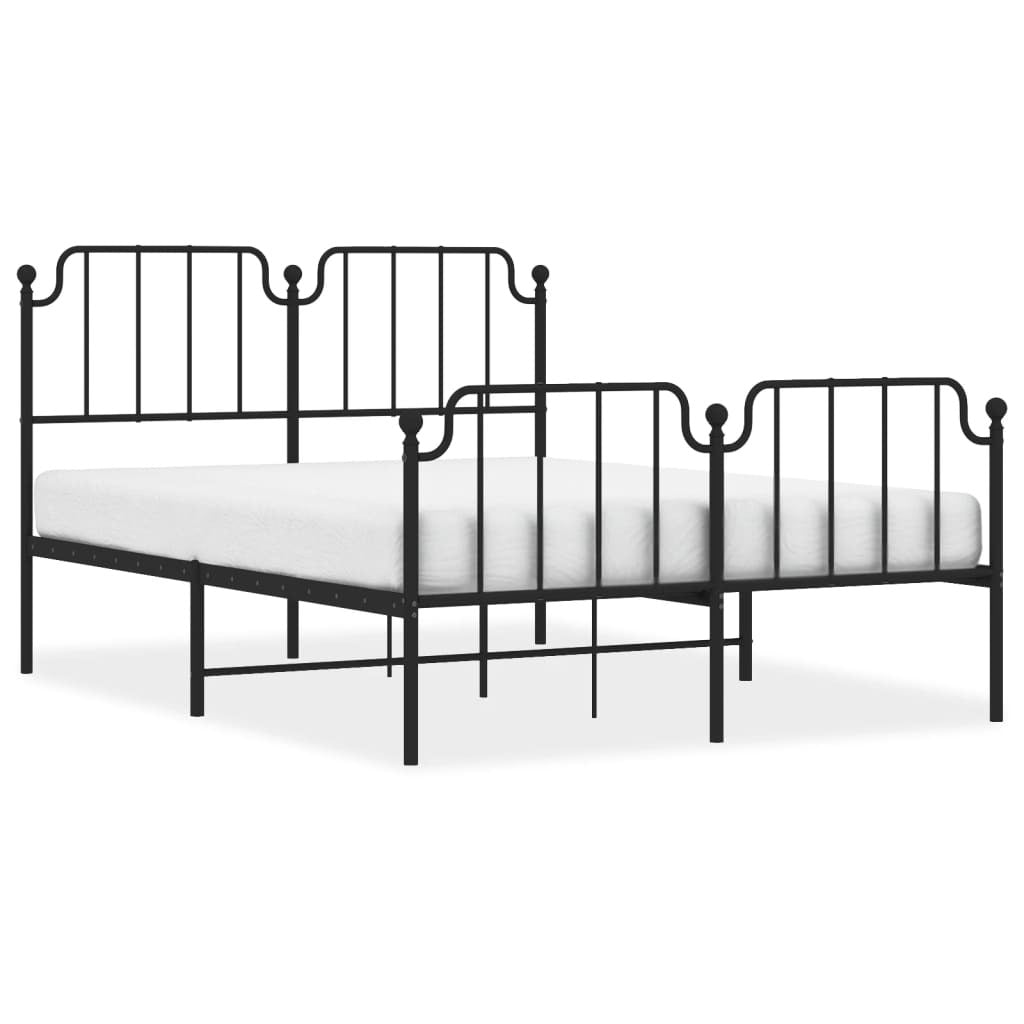 Metal Bed Frame without Mattress with Footboard?Black 140x200cm