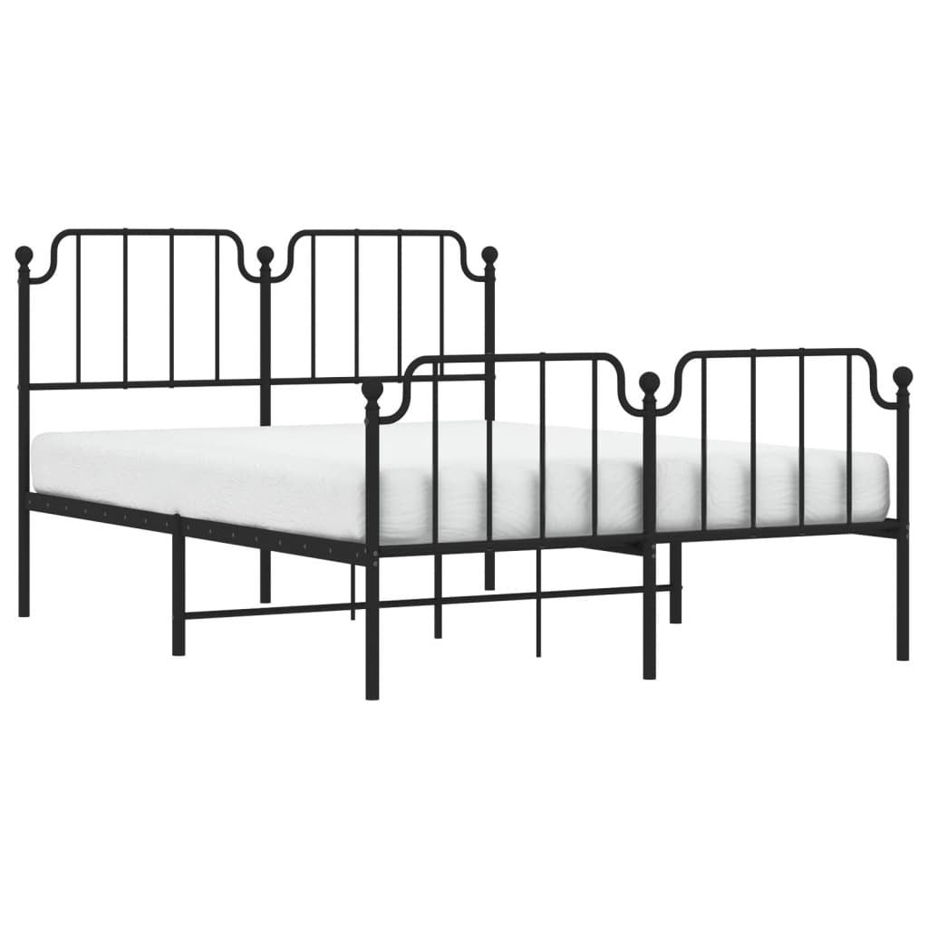 Metal Bed Frame without Mattress with Footboard?Black 140x200cm
