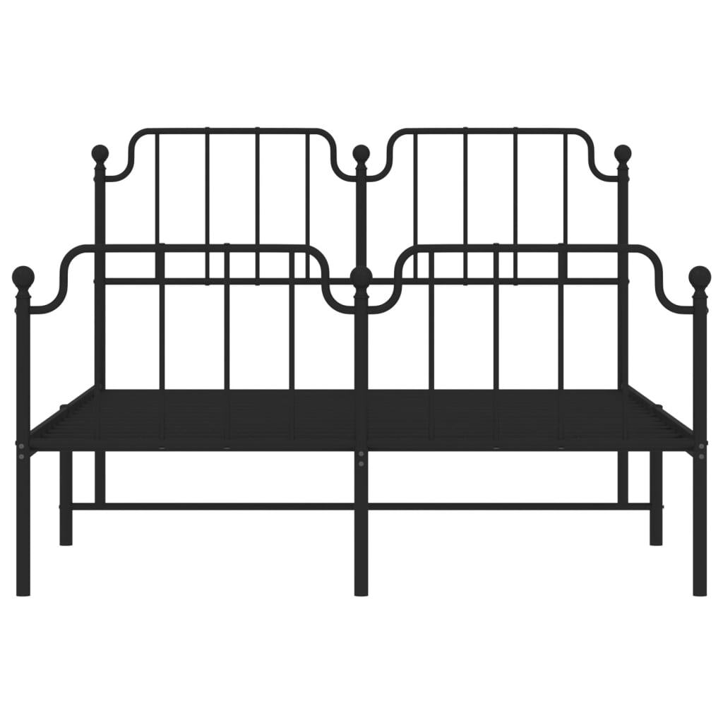 Metal Bed Frame without Mattress with Footboard?Black 140x200cm