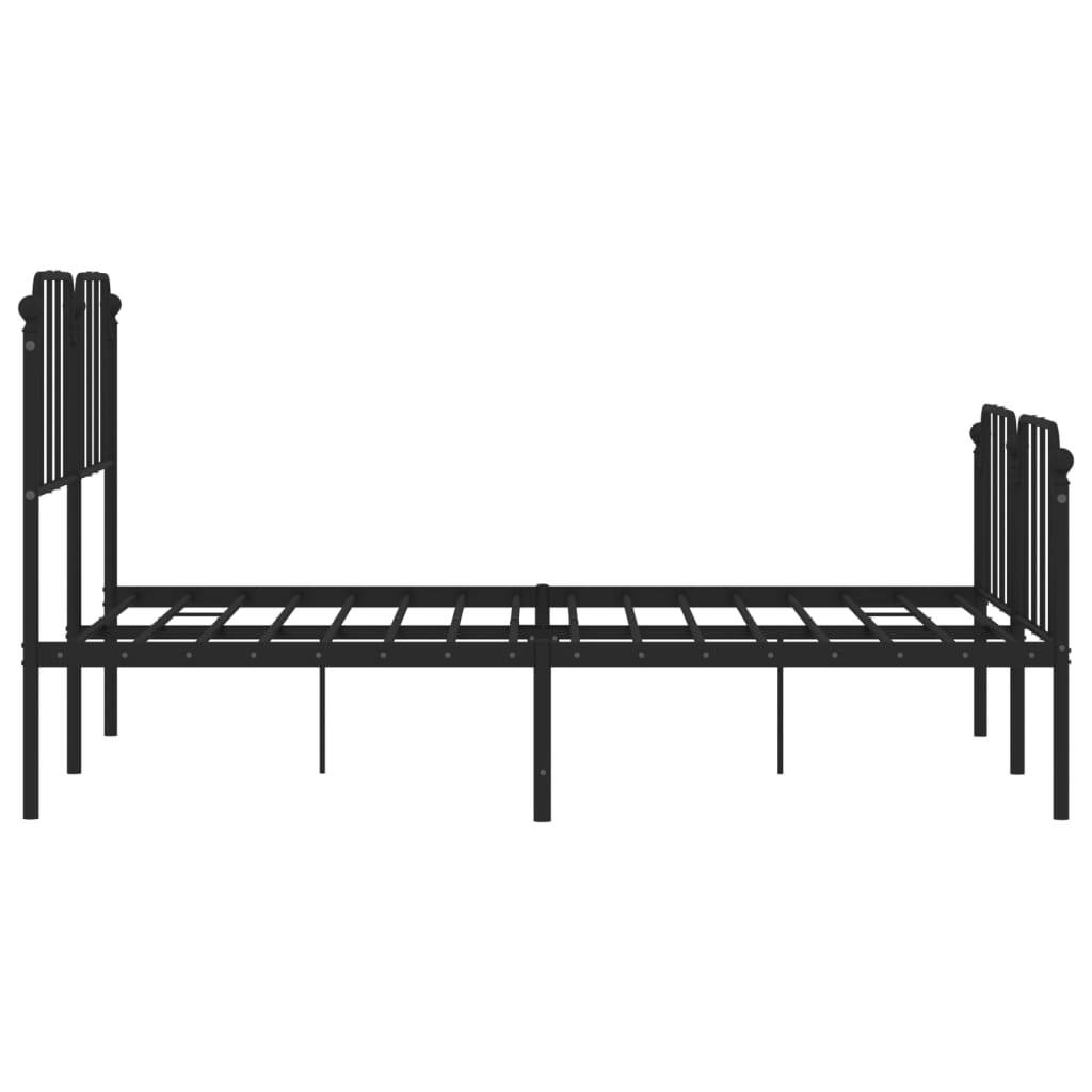 Metal Bed Frame without Mattress with Footboard?Black 140x200cm
