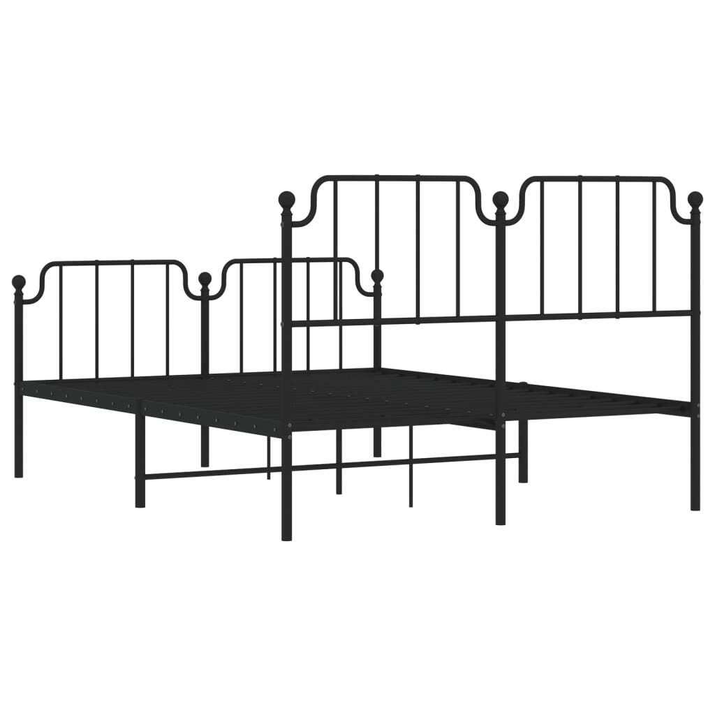 Metal Bed Frame without Mattress with Footboard?Black 140x200cm