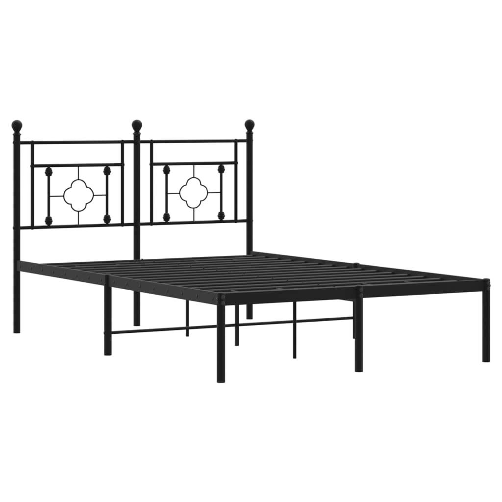 Metal Bed Frame without Mattress with Headboard Black 120x190cm