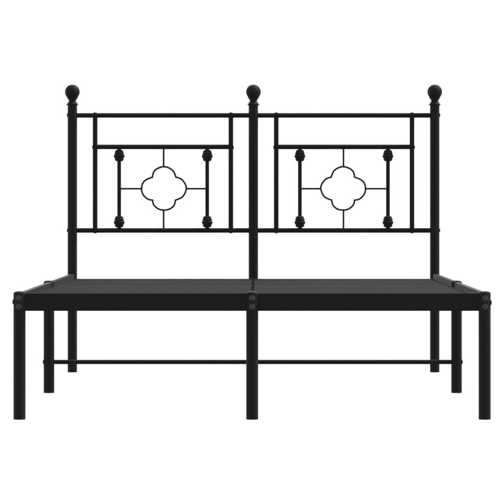 Metal Bed Frame without Mattress with Headboard Black 120x190cm