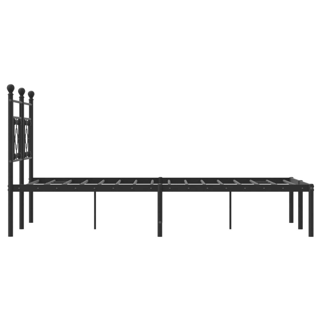 Metal Bed Frame without Mattress with Headboard Black 120x190cm