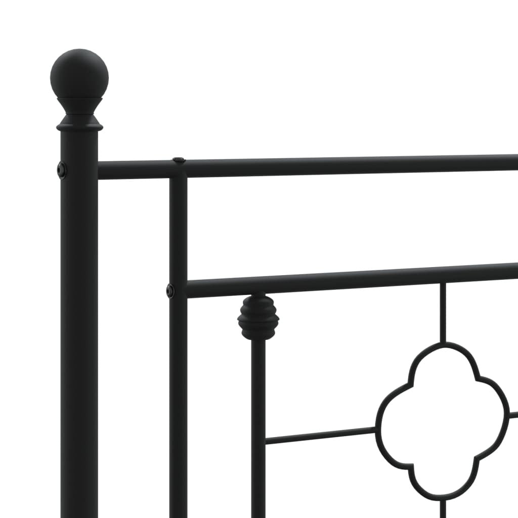 Metal Bed Frame without Mattress with Headboard Black 120x190cm