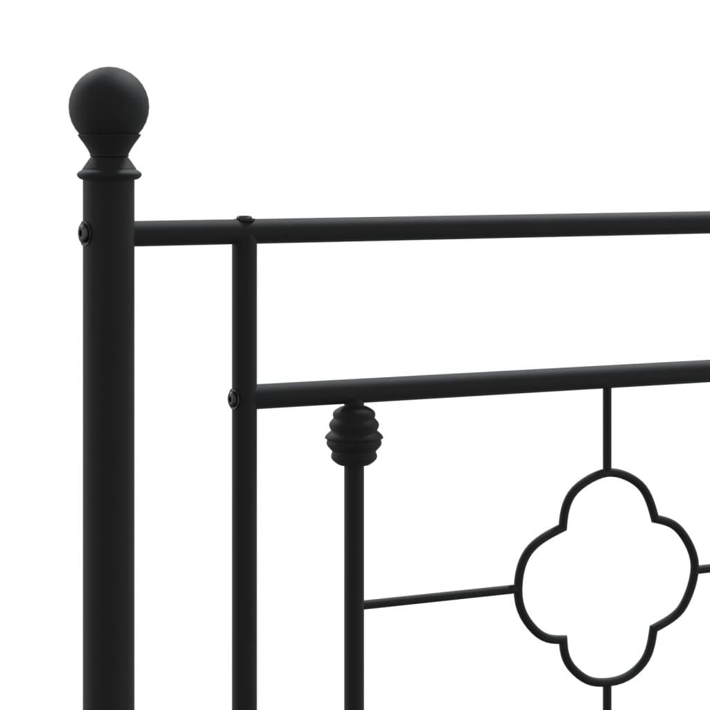 Metal Bed Frame without Mattress with Headboard Black 150x200cm