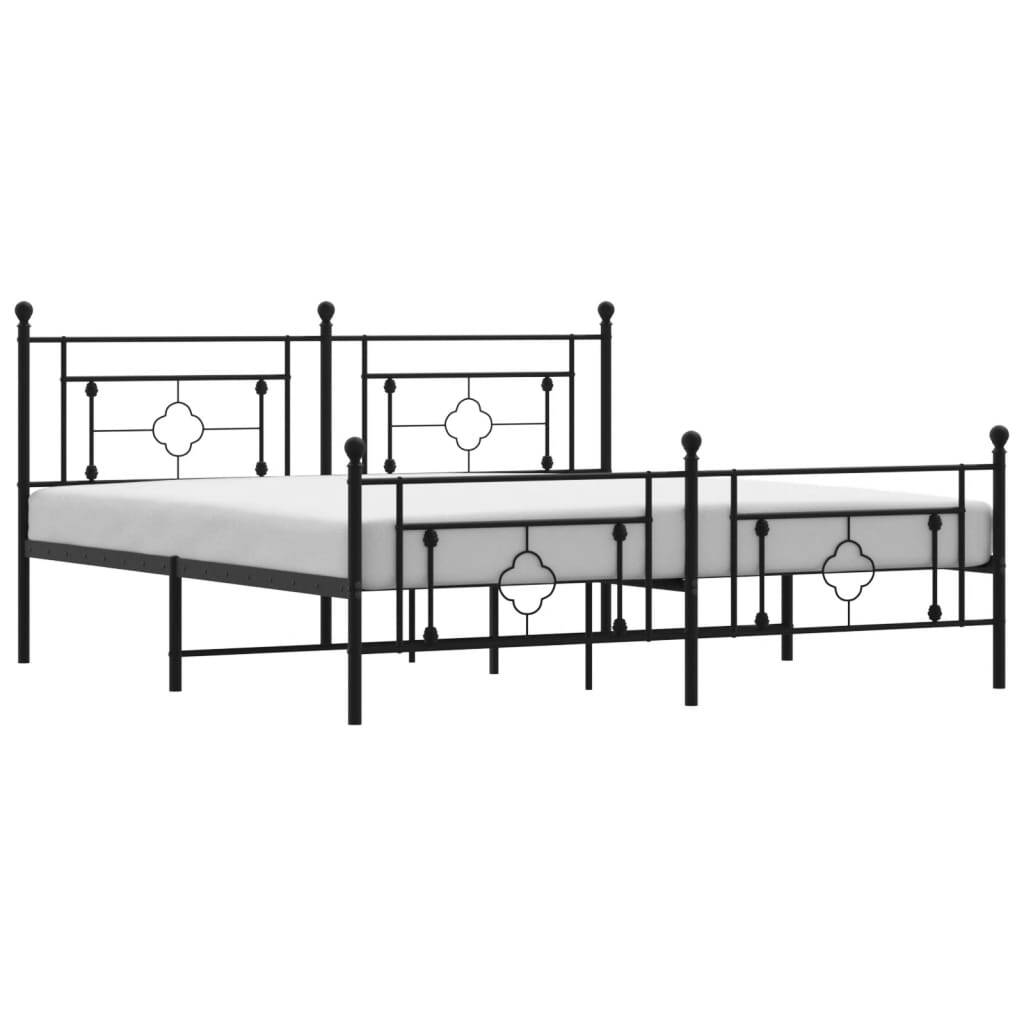 Metal Bed Frame without Mattress with Footboard Black 183x213cm
