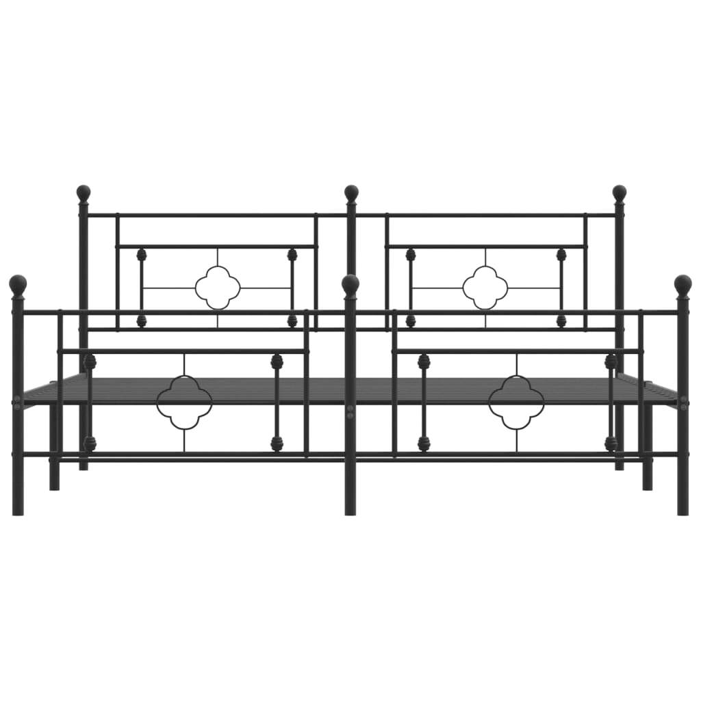 Metal Bed Frame without Mattress with Footboard Black 183x213cm