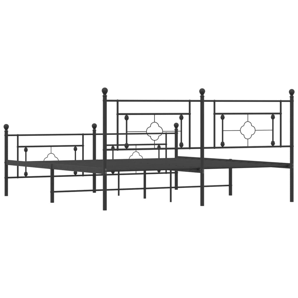 Metal Bed Frame without Mattress with Footboard Black 183x213cm