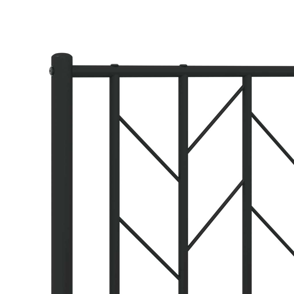 Metal Bed Frame without Mattress with Headboard Black 193x203cm