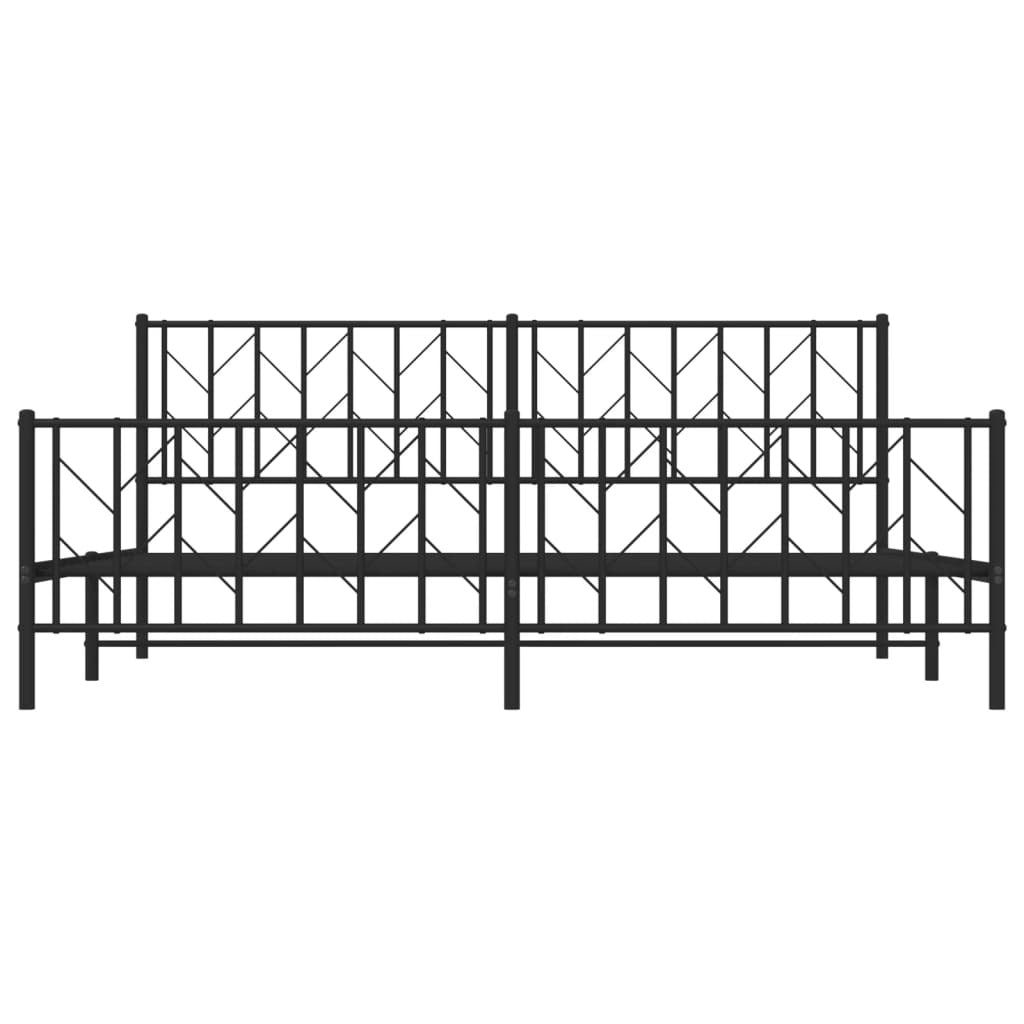 Metal Bed Frame without Mattress with Footboard Black 193x203cm