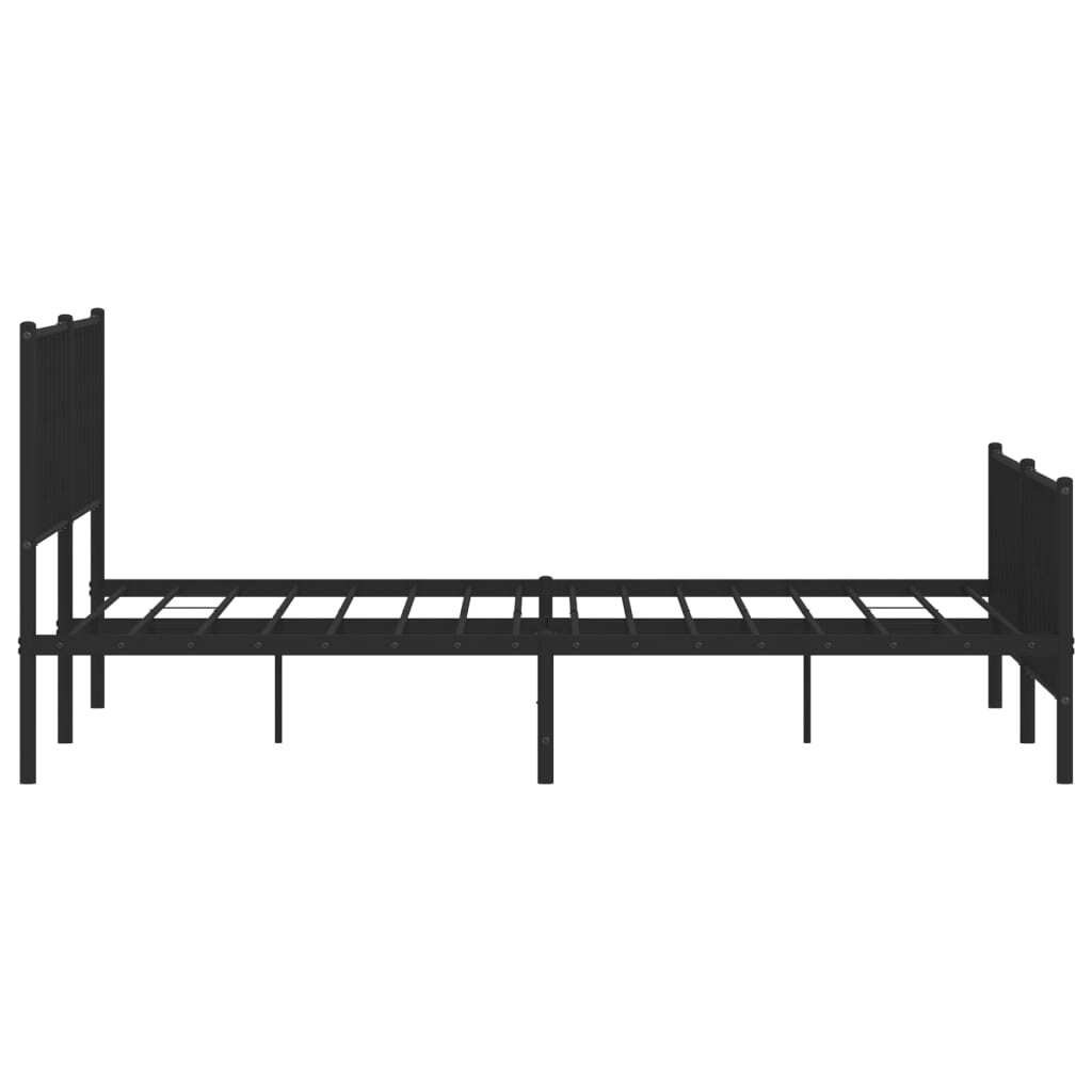 Metal Bed Frame without Mattress with Footboard Black 193x203cm