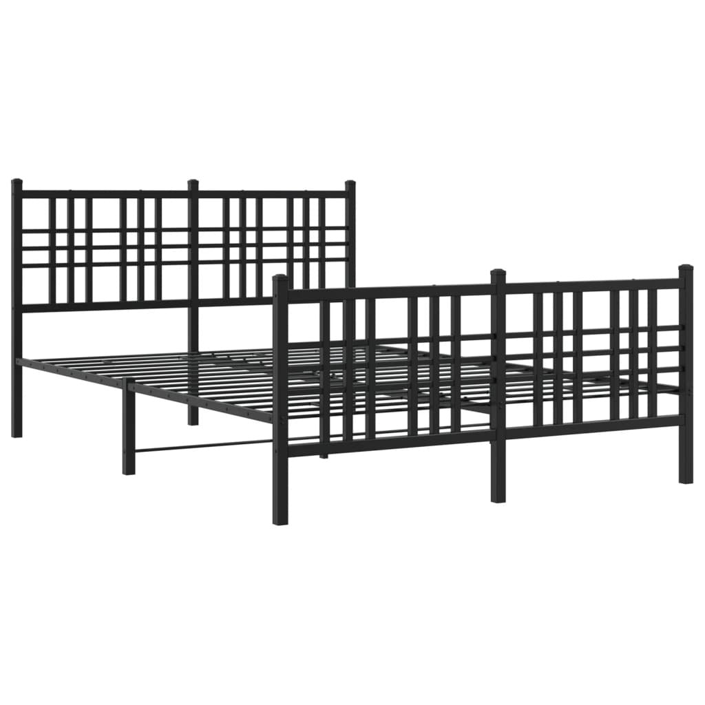 Metal Bed Frame without Mattress with Footboard Black 120x190cm