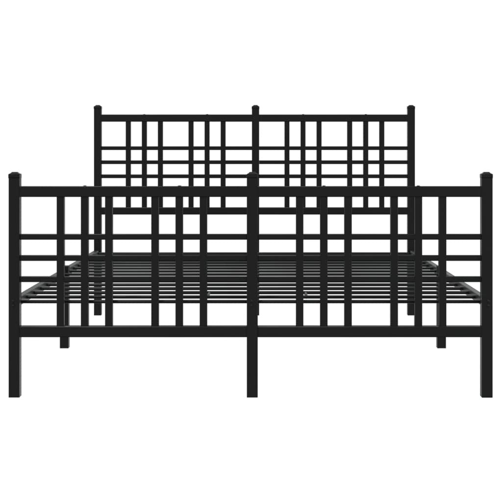 Metal Bed Frame without Mattress with Footboard Black 120x190cm