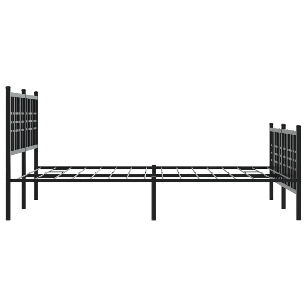 Metal Bed Frame without Mattress with Footboard Black 120x190cm