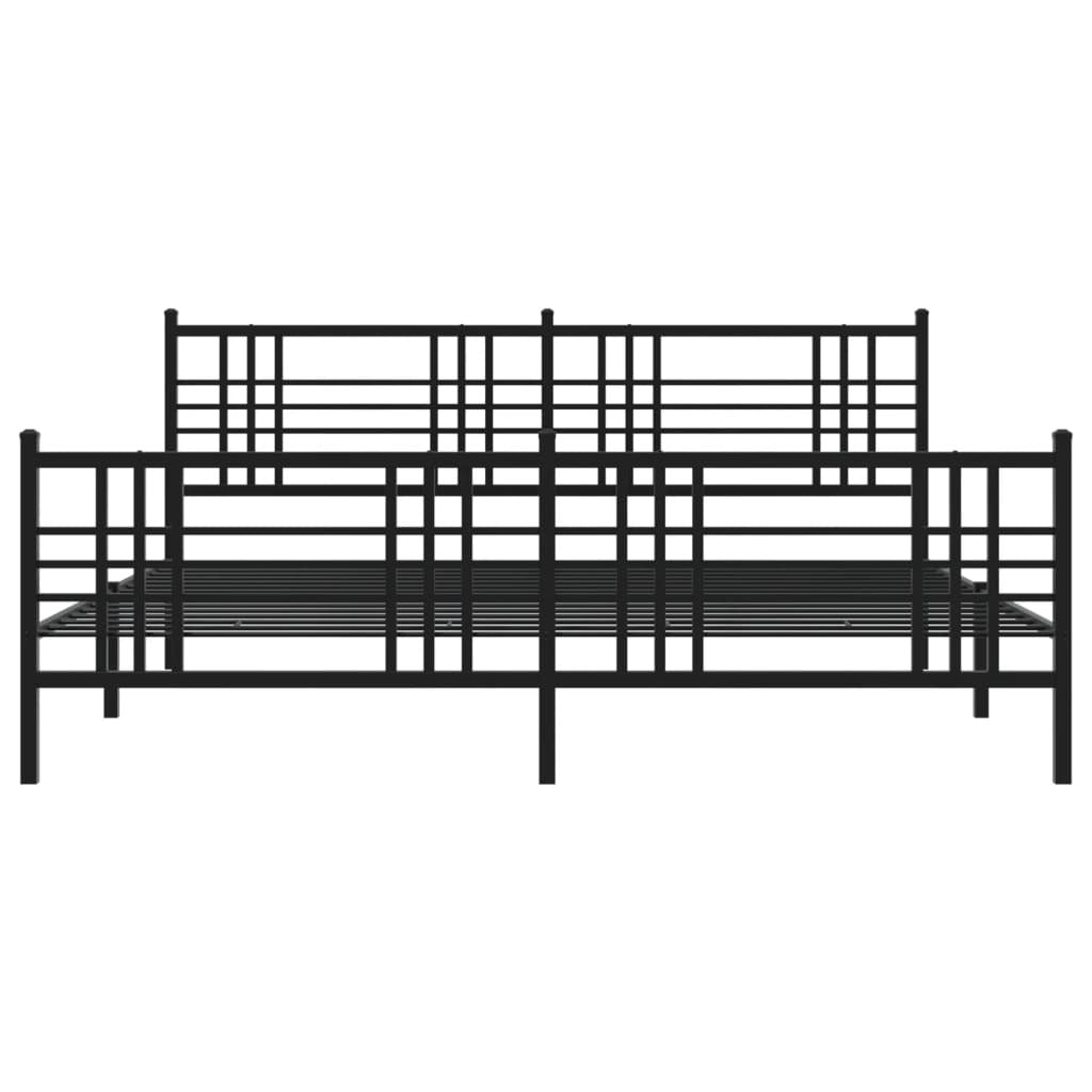 Metal Bed Frame without Mattress with Footboard Black 183x213cm