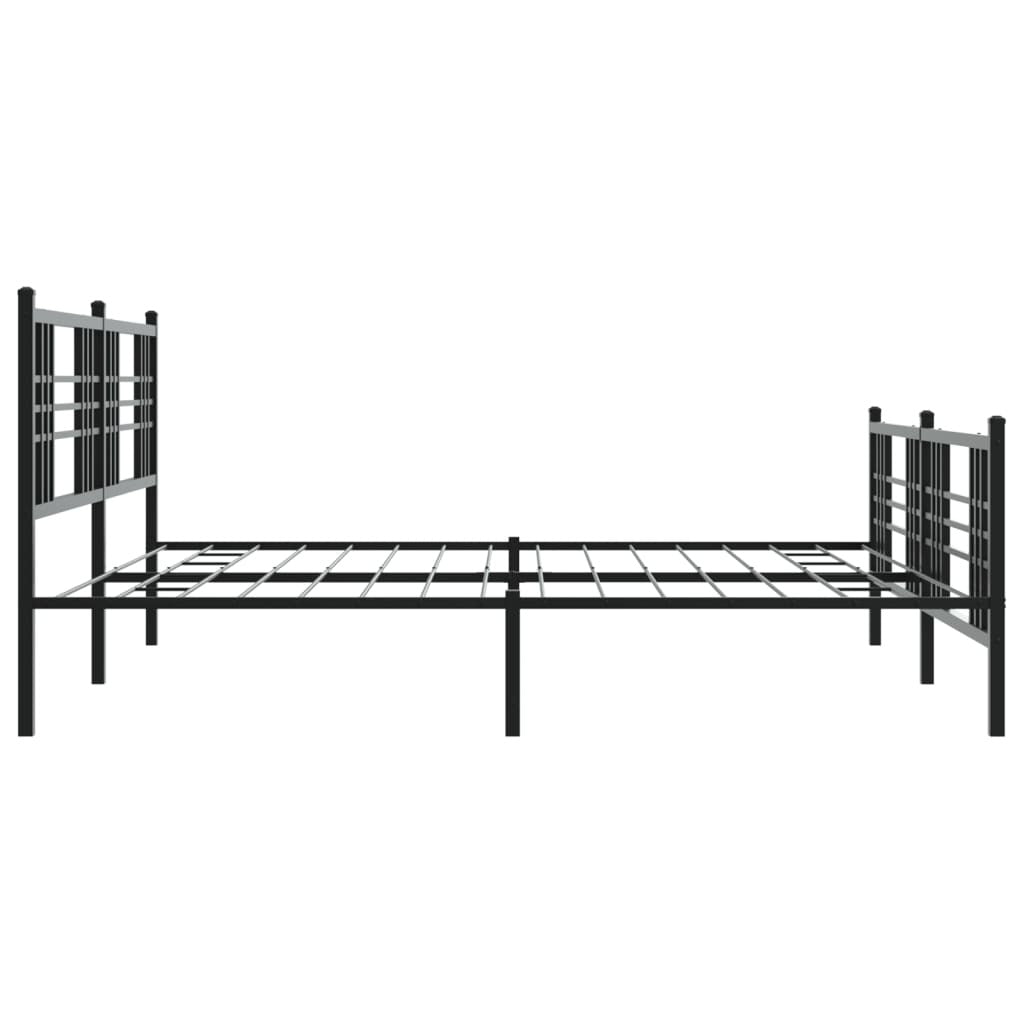 Metal Bed Frame without Mattress with Footboard Black 183x213cm