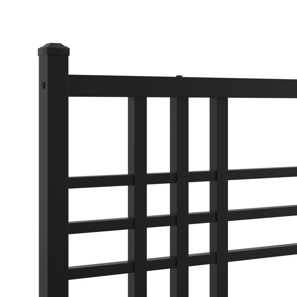 Metal Bed Frame without Mattress with Footboard Black 183x213cm