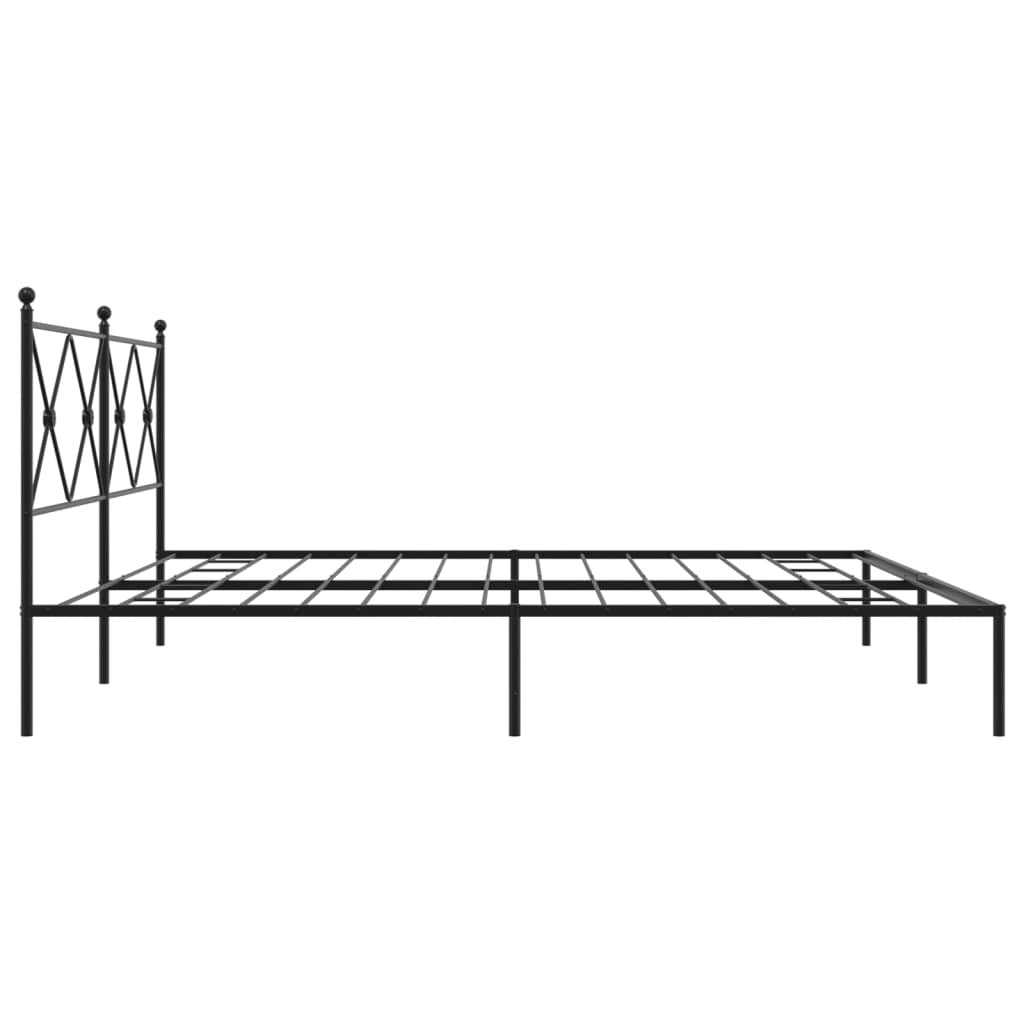 Metal Bed Frame without Mattress with Headboard Black 193x203cm