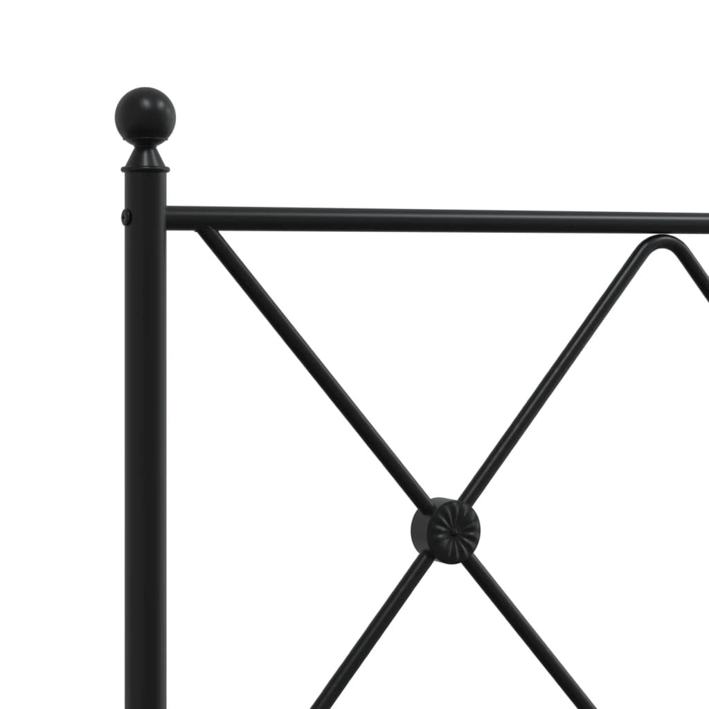 Metal Bed Frame without Mattress with Headboard Black 193x203cm