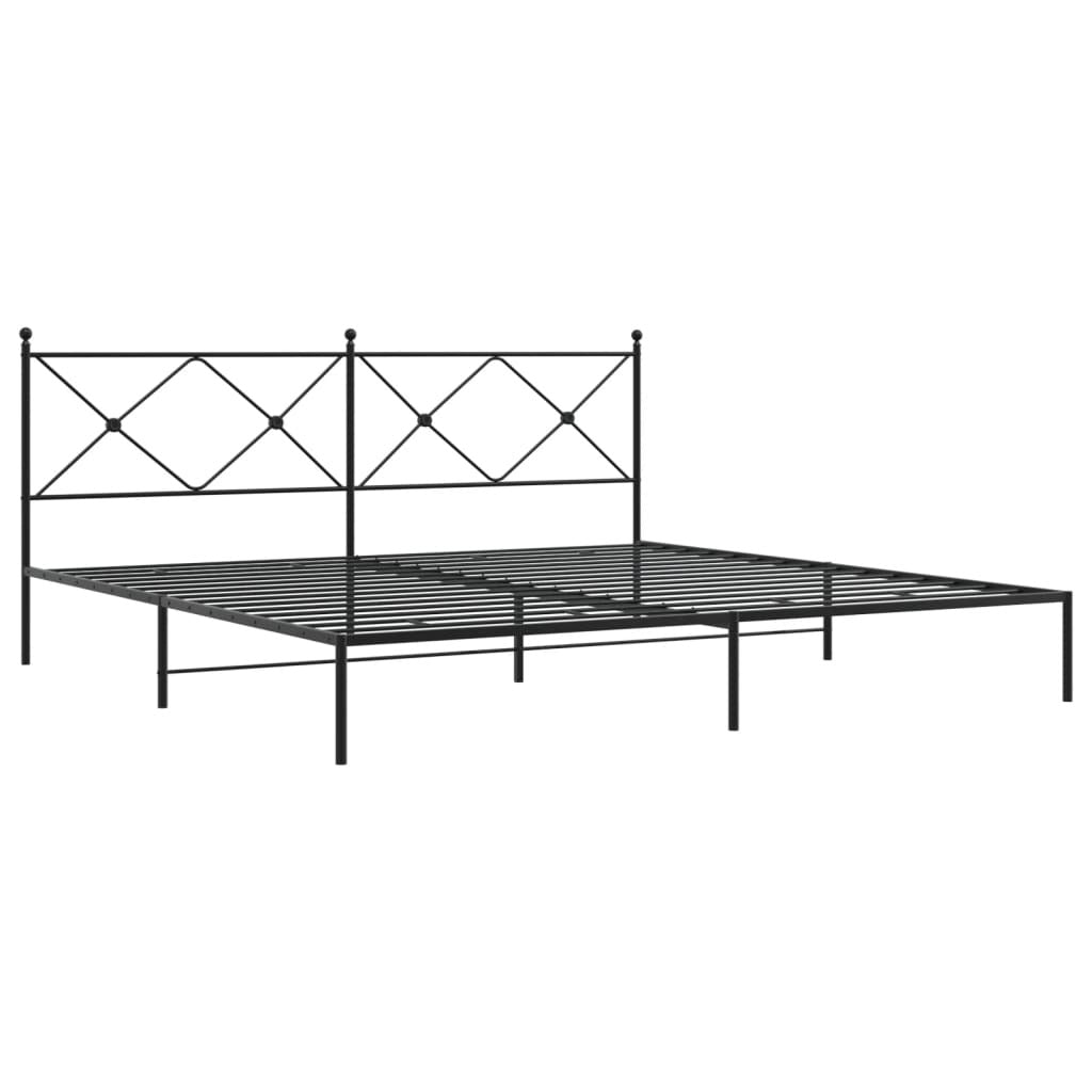 Metal Bed Frame without Mattress with Headboard Black 200x200cm