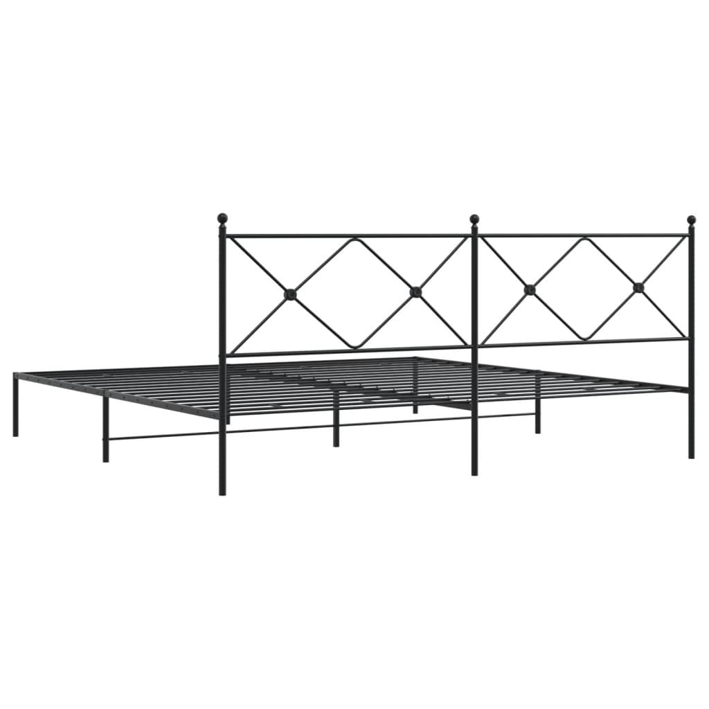 Metal Bed Frame without Mattress with Headboard Black 200x200cm