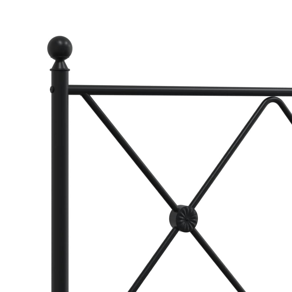 Metal Bed Frame without Mattress with Headboard Black 200x200cm