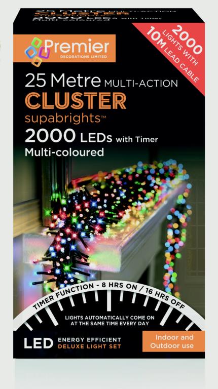 2000 LED Multi Action Supabrights Cluster Lights With Timer