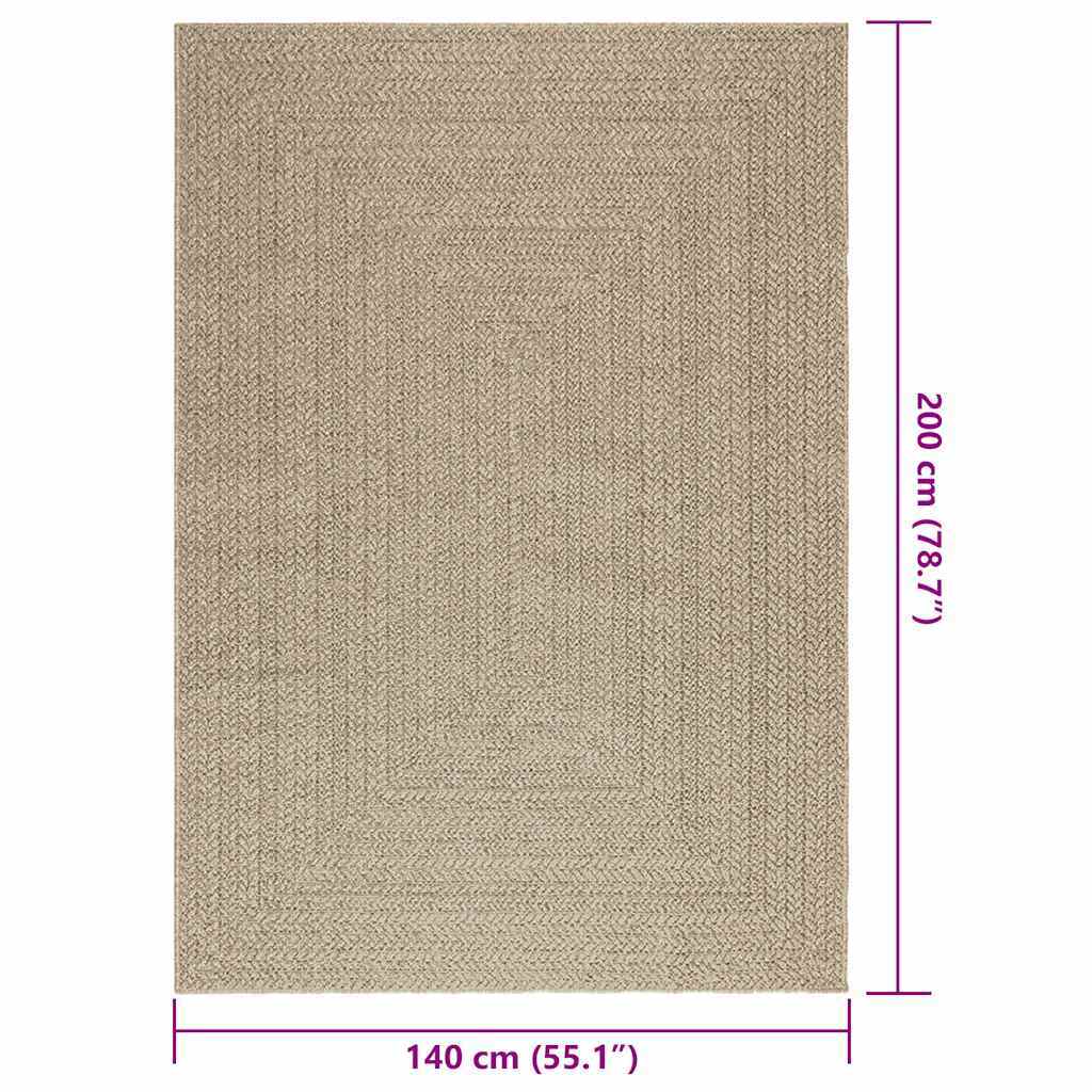 Rug ZIZUR Beige 140x200 cm Jute Look Indoor and Outdoor