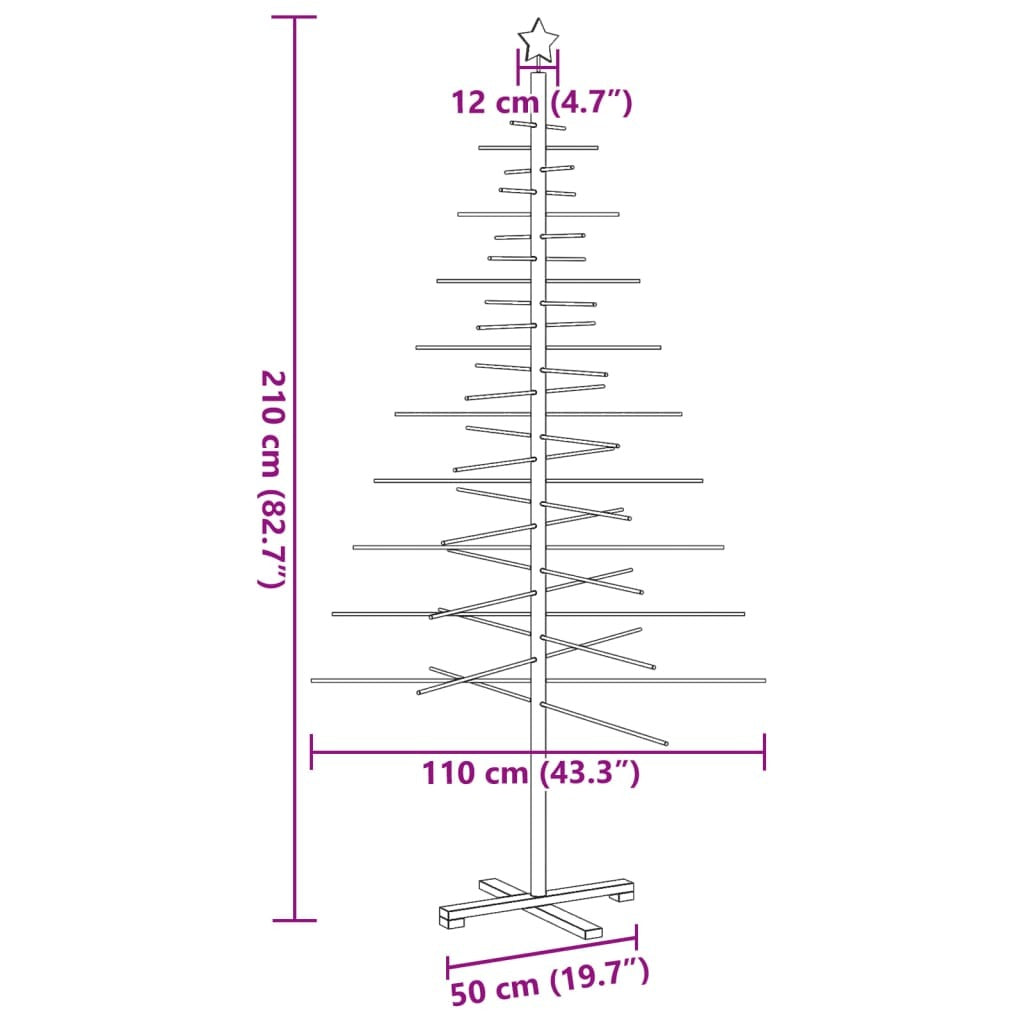 Wooden Christmas Tree for Decoration 210 cm Solid Wood Pine
