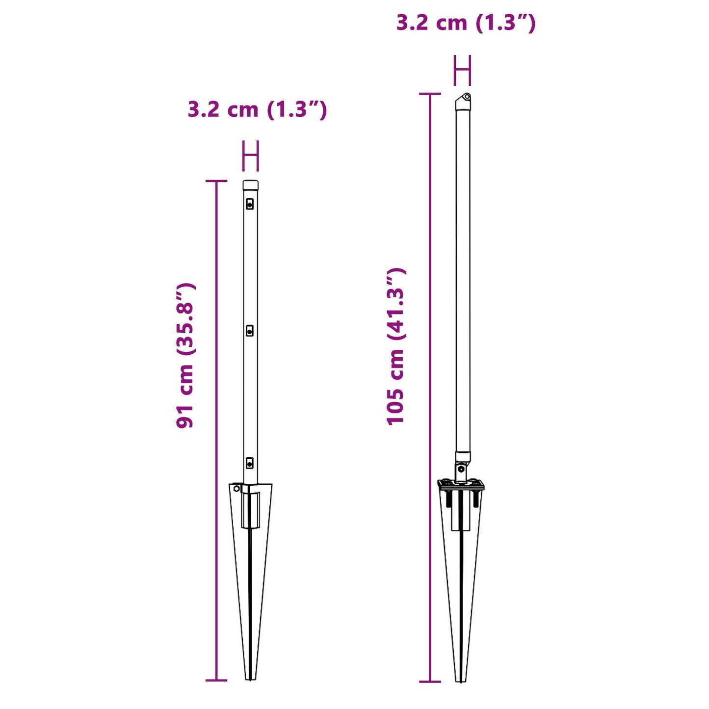 Fence Posts Manual 13 pcs Silver 32mm 60 cm Galvanised steel