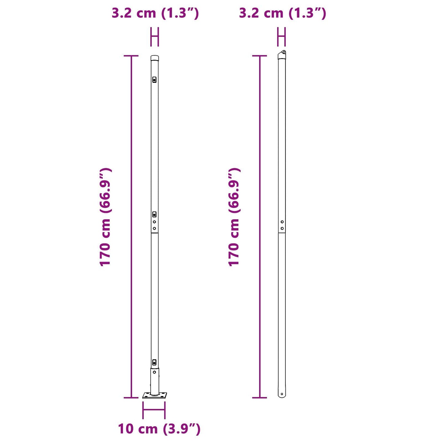 Fence Posts Manual 13 pcs Grey 32mm 170 cm Galvanised steel