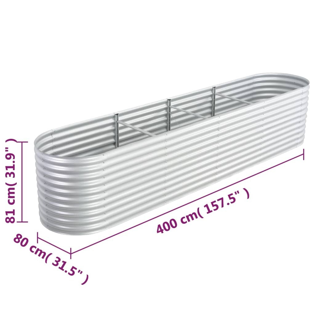 Garden Raised Bed 400x80x81 cm Galvanised Steel Silver