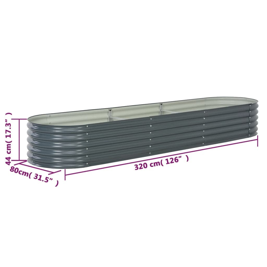 Garden Raised Bed 320x80x44 cm Galvanised Steel Grey