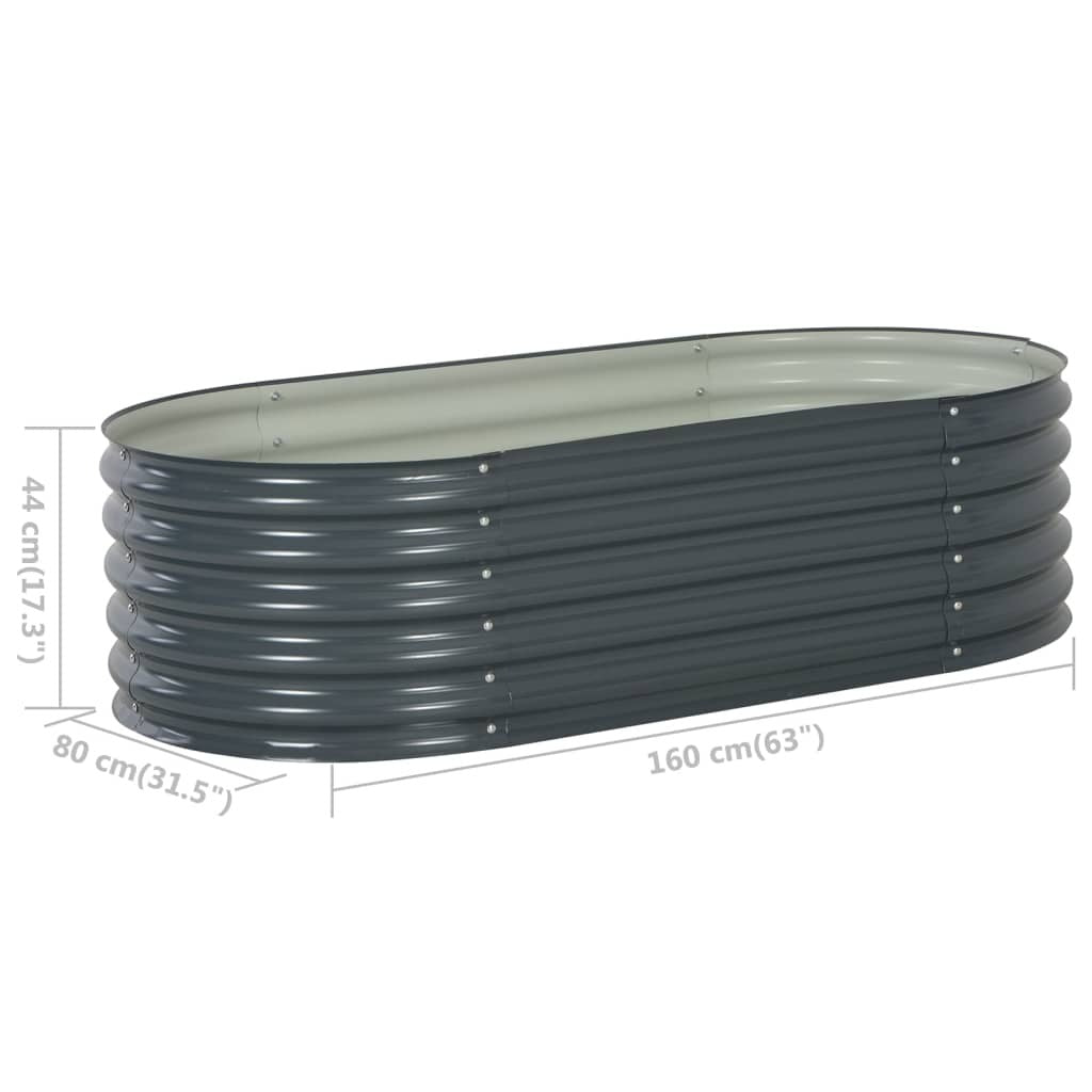 Garden Raised Bed 160x80x44 cm Galvanised Steel Grey