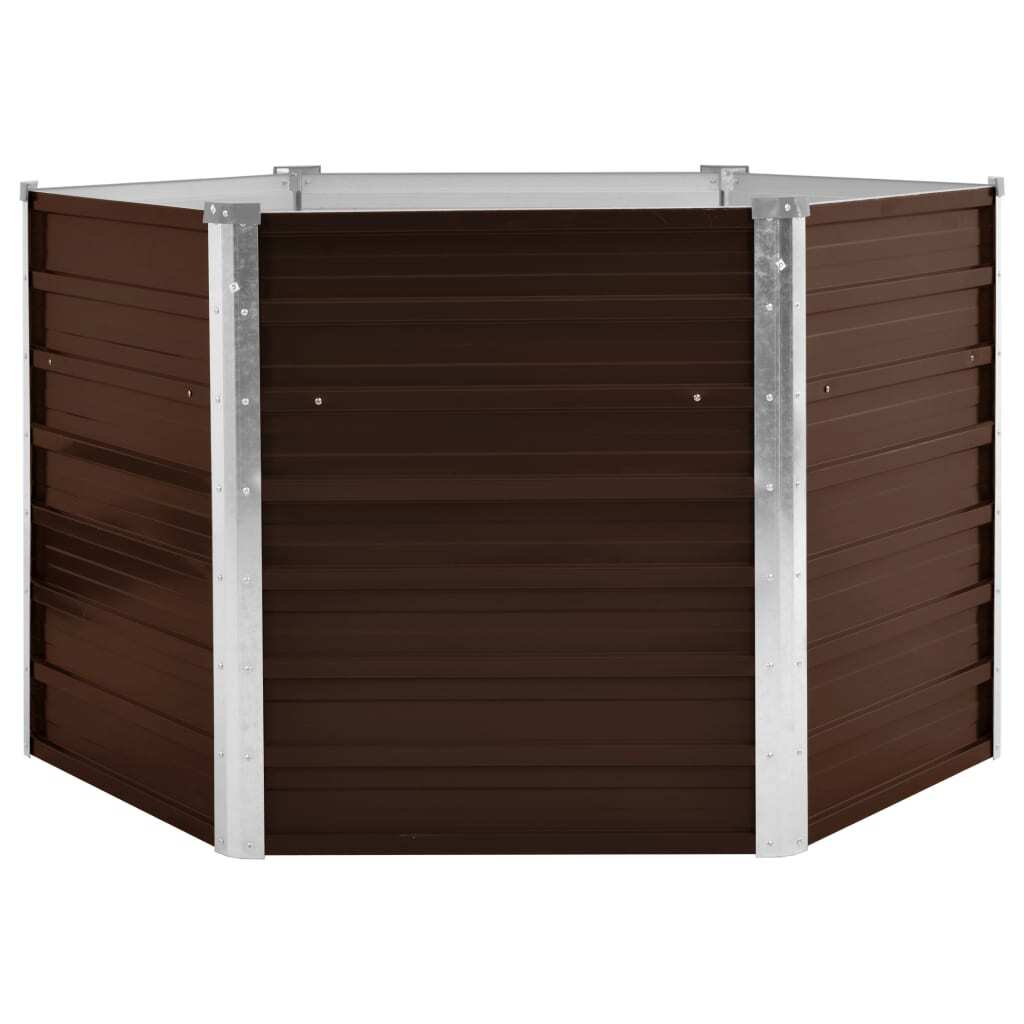 Garden Raised Bed Brown 129x129x77 cm Galvanised Steel