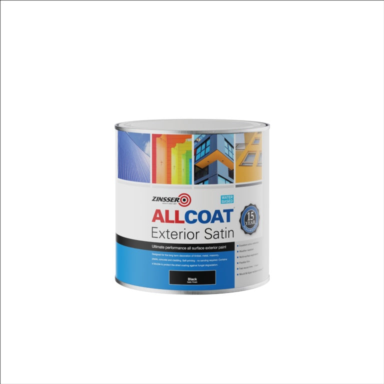 Zinsser Allcoat Exterior Water Based Satin Black 1L