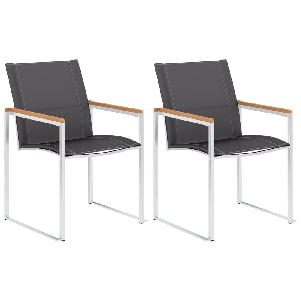 Garden Chairs 2 pcs Textilene and Stainless Steel Grey