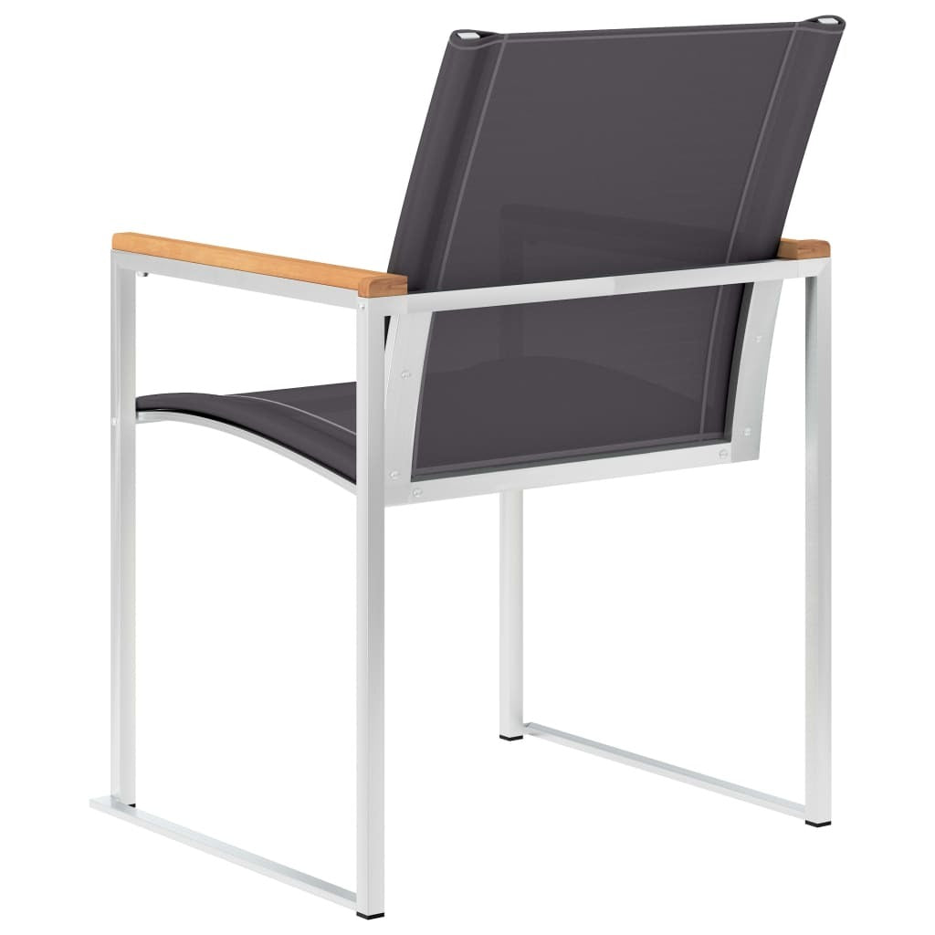Garden Chairs 2 pcs Textilene and Stainless Steel Grey