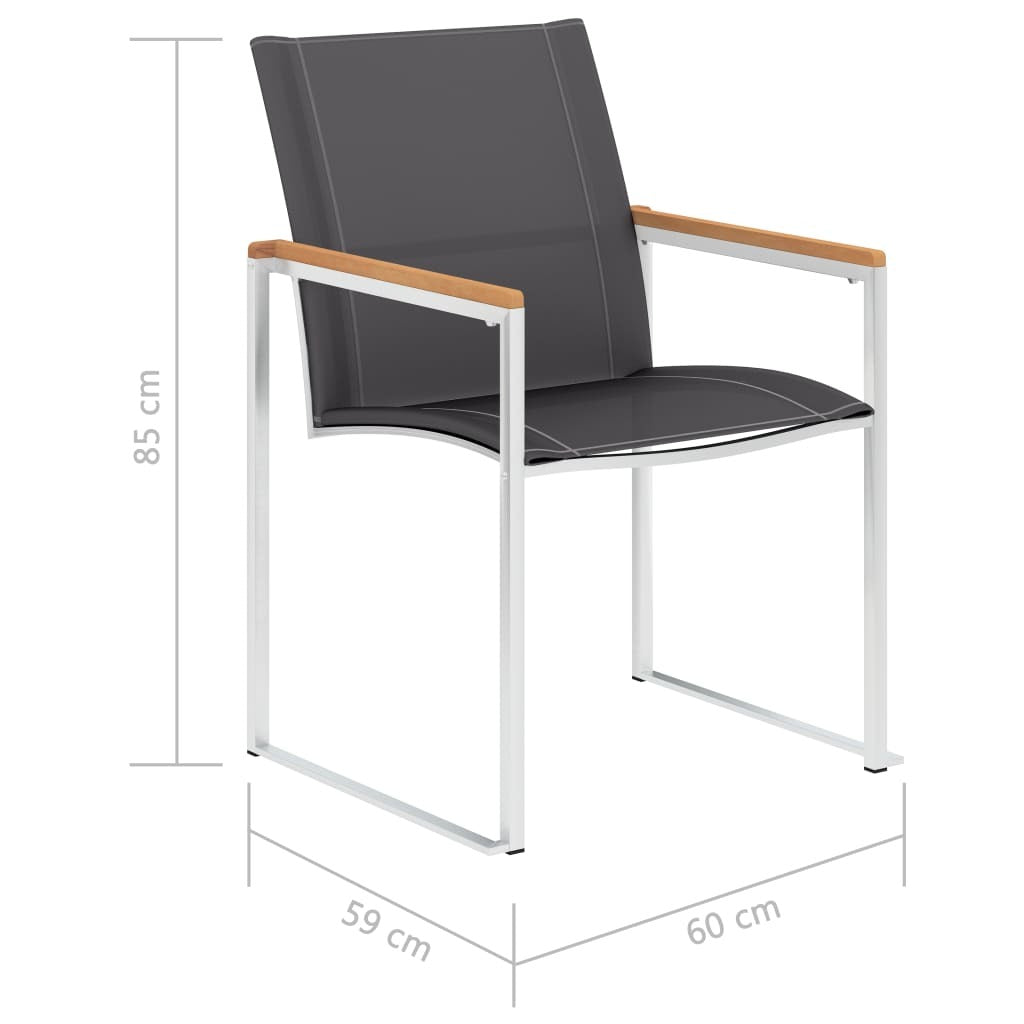 Garden Chairs 2 pcs Textilene and Stainless Steel Grey