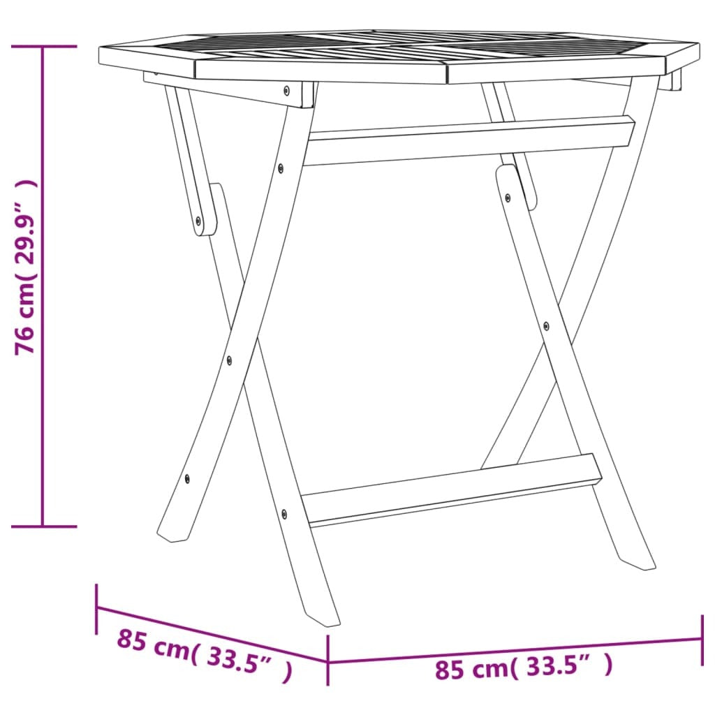 Folding Garden Table 85x85x76 cm Solid Teak Wood