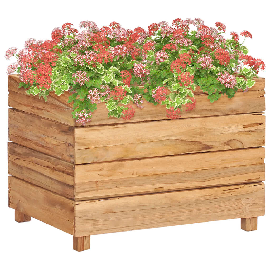 Raised Bed 50x40x38 cm Recycled Teak Wood and Steel