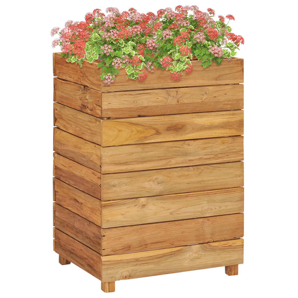 Raised Bed 50x40x72 cm Recycled Teak Wood and Steel