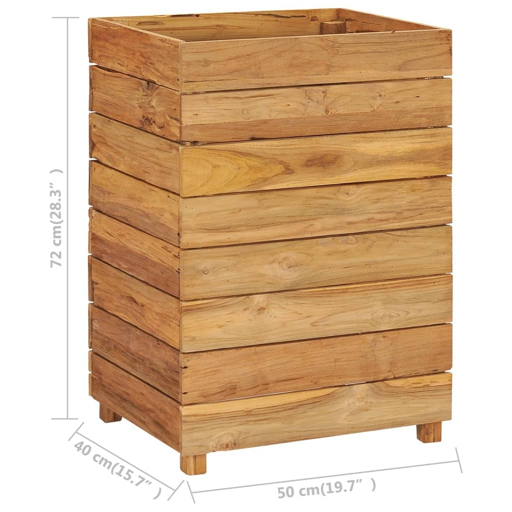 Raised Bed 50x40x72 cm Recycled Teak Wood and Steel