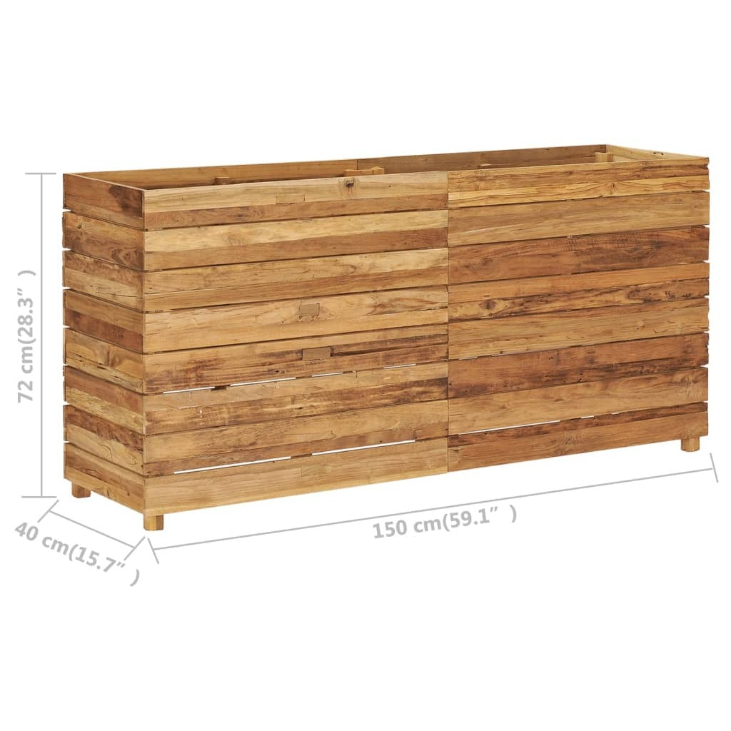 Raised Bed 150x40x72 cm Recycled Teak Wood and Steel