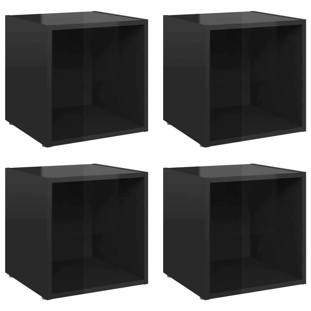 TV Cabinets 4 pcs High Gloss Black 37x35x37 cm Engineered Wood