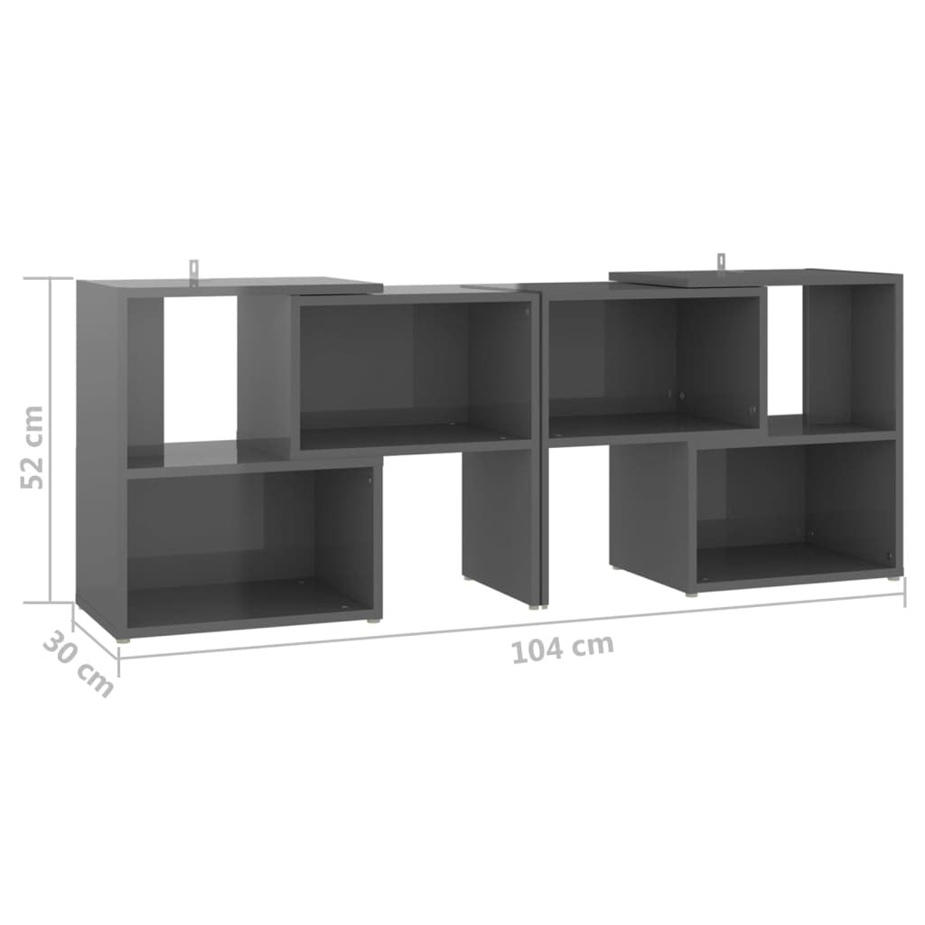 TV Cabinet High Gloss Grey 104x30x52 cm Engineered Wood